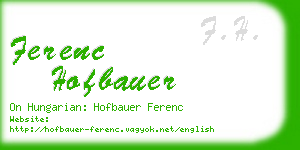 ferenc hofbauer business card